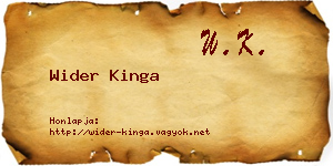Wider Kinga névjegykártya
